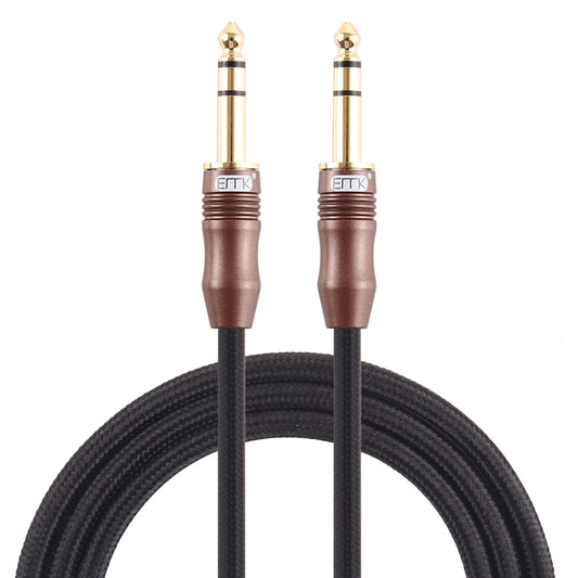 EMK 6.35mm Male to Male 4 Section Gold-plated Plug Cotton Braided Audio Cable for Guitar Amplifier Mixer, Length: 2m(Black) by EMK