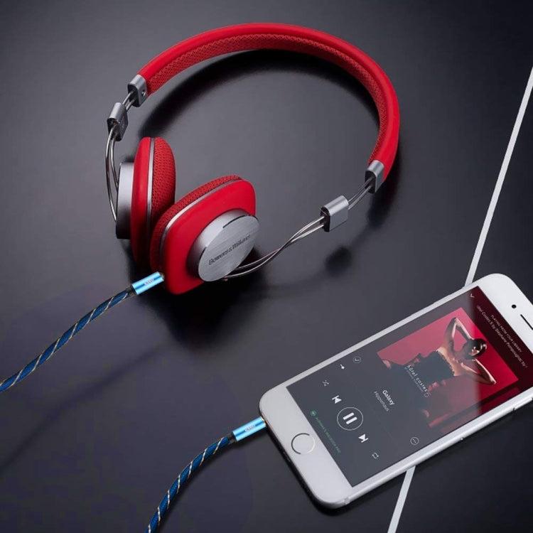 EMK 3.5mm Male to Male Grid Nylon Braided Audio Cable for Speaker / Notebooks / Headphone, Length: 0.5m(Blue) by EMK