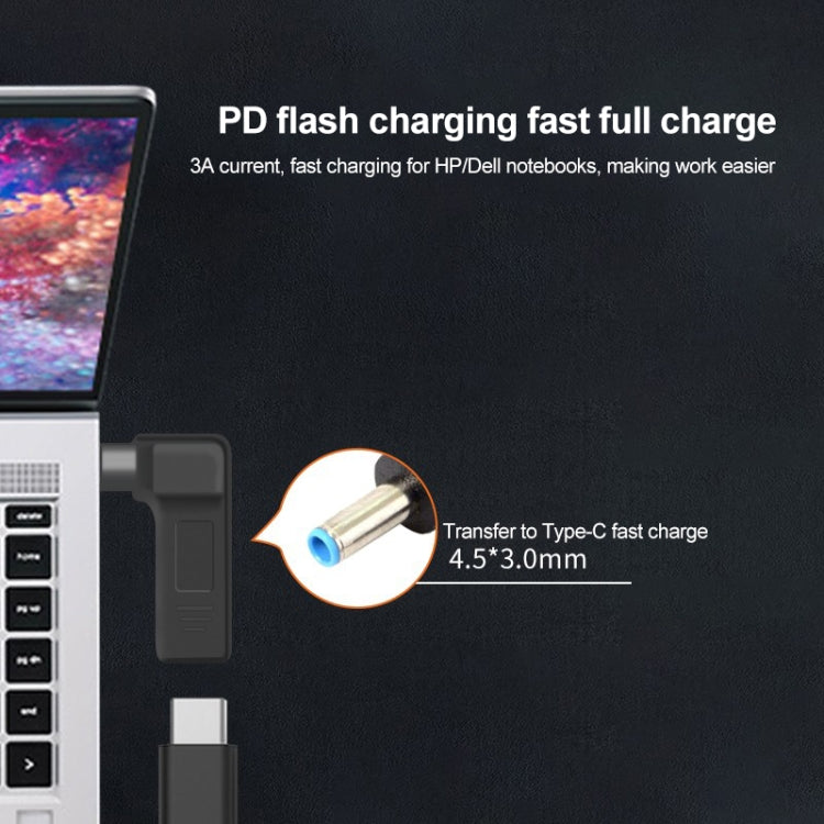 USB-C / Type-C Female to 4.5 x 3.0mm Male Plug Elbow Adapter Connector (Blue) by buy2fix