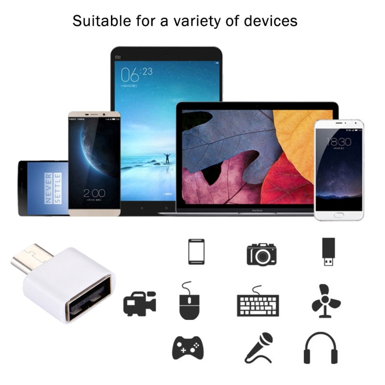Plastic USB-C / Type-C Male to USB 2.0 Female OTG Data Transmission Charging Adapter(White) by buy2fix