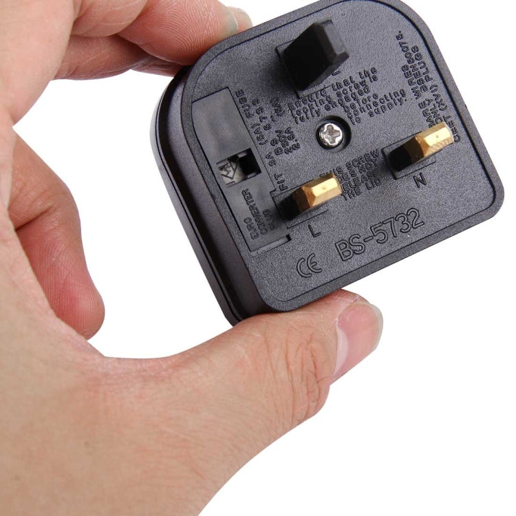 BS-5732 Portable EU Plug to UK Plug Adapter Power Socket Travel Converter with Fuse by buy2fix