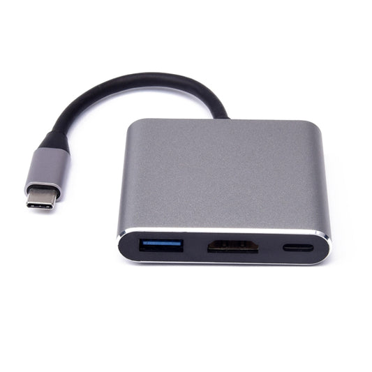 V125 UCB-C / Type-C Male to PD + HDMI + USB 3.0 Female 3 in 1 Converter(Grey) by buy2fix