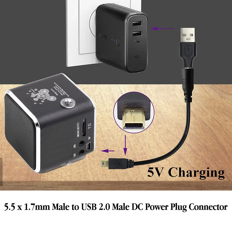 10 PCS 5.5 x 1.7mm Male to USB 2.0 Male DC Power Plug Connector by buy2fix