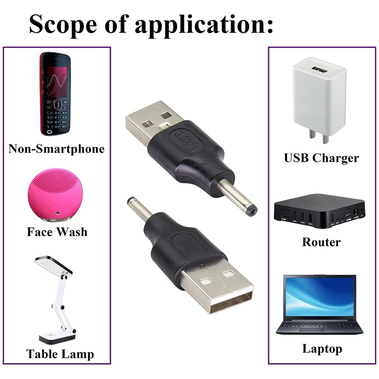 10 PCS 3.0 x 1.1mm Male to USB 2.0 Male DC Power Plug Connector by buy2fix