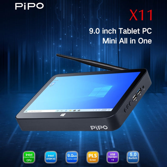 PiPo X11 TV Box Style Tablet Mini PC, 3GB+64GB, 9.0 inch Windows 10 Intel Celeron N4020 Quad Core up to 2.8GHz, US/EU Plug(Black) by PiPo
