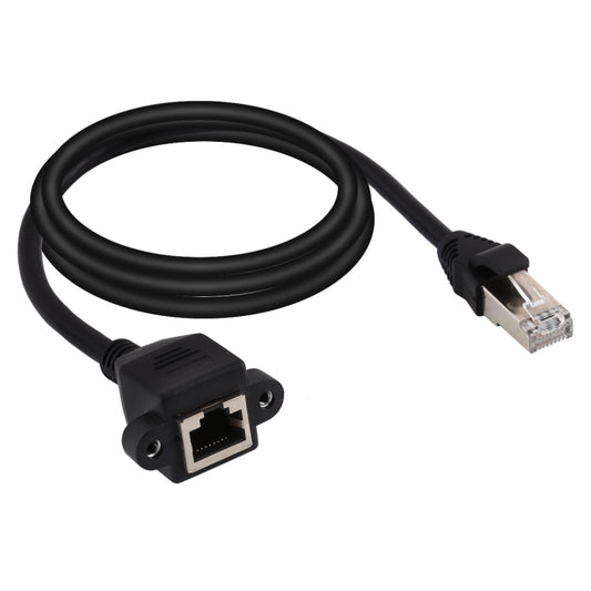 RJ45 Female to Male CAT5E Network Panel Mount Screw Lock Extension Cable, Length: 2m(Black) by buy2fix