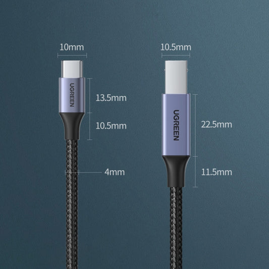 Ugreen Type-C / USB-C to Type-B Printer Nylon Braid Connect Data Cable, Length: 3m by UGREEN