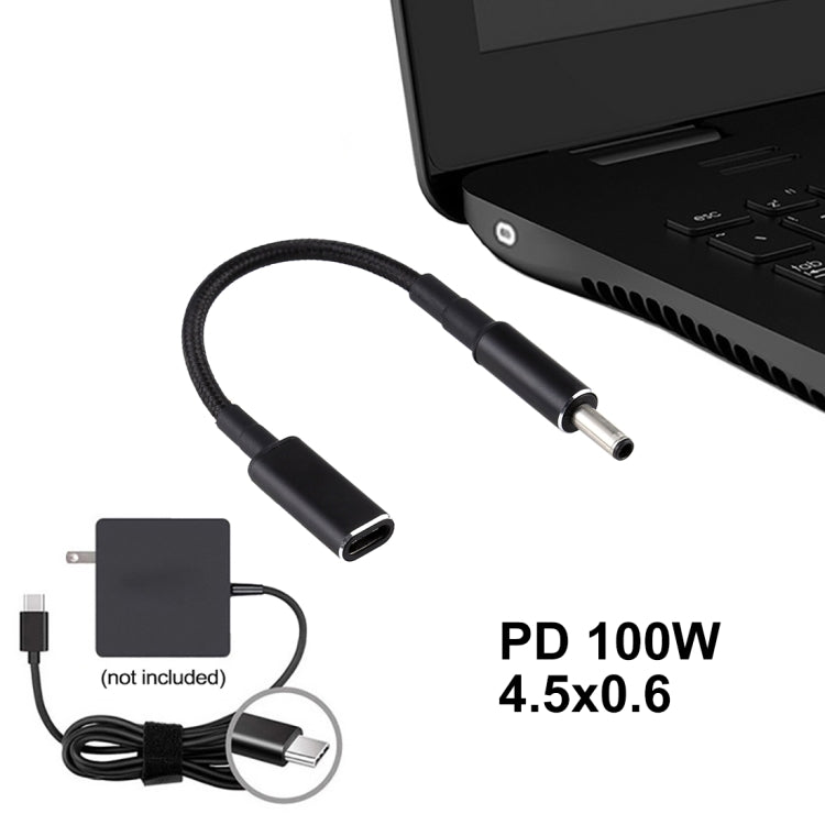 PD 100W 18.5-20V 4.5 x 0.6mm to USB-C / Type-C Adapter Nylon Braid Cable for Dell by buy2fix