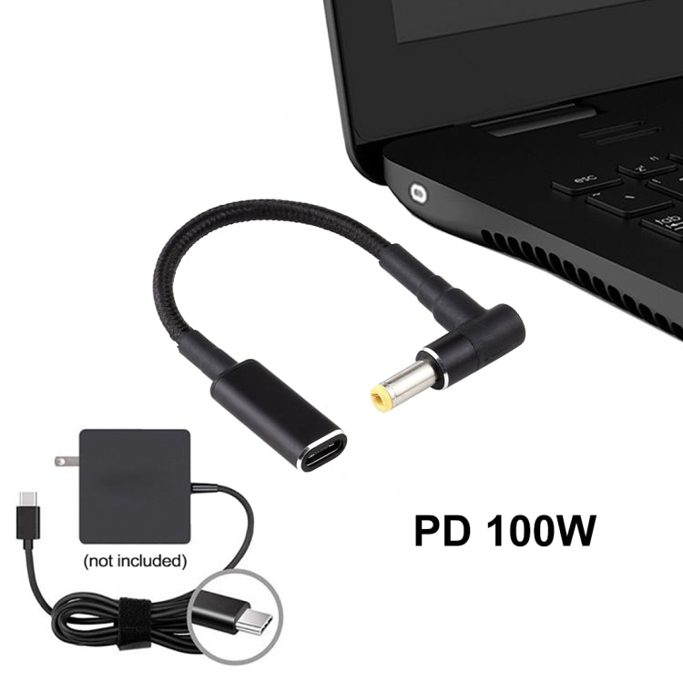PD 100W 18.5-20V 5.5 x 2.5mm Elbow to USB-C / Type-C Adapter Nylon Braid Cable by buy2fix