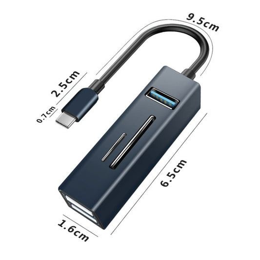 15102 5 in 1 USB-C / Type-C to USB3.0 + SD / TF Card Reader HUB Adapter (Blue) by buy2fix