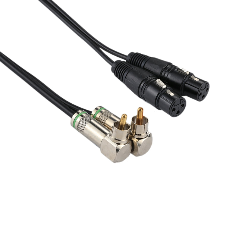 2 RCA Elbow Male to 2 x 3 Pin XLR CANNON Female Audio Connector Adapter Cable for Microphone / Audio Equipment, Total Length: about 34cm by buy2fix
