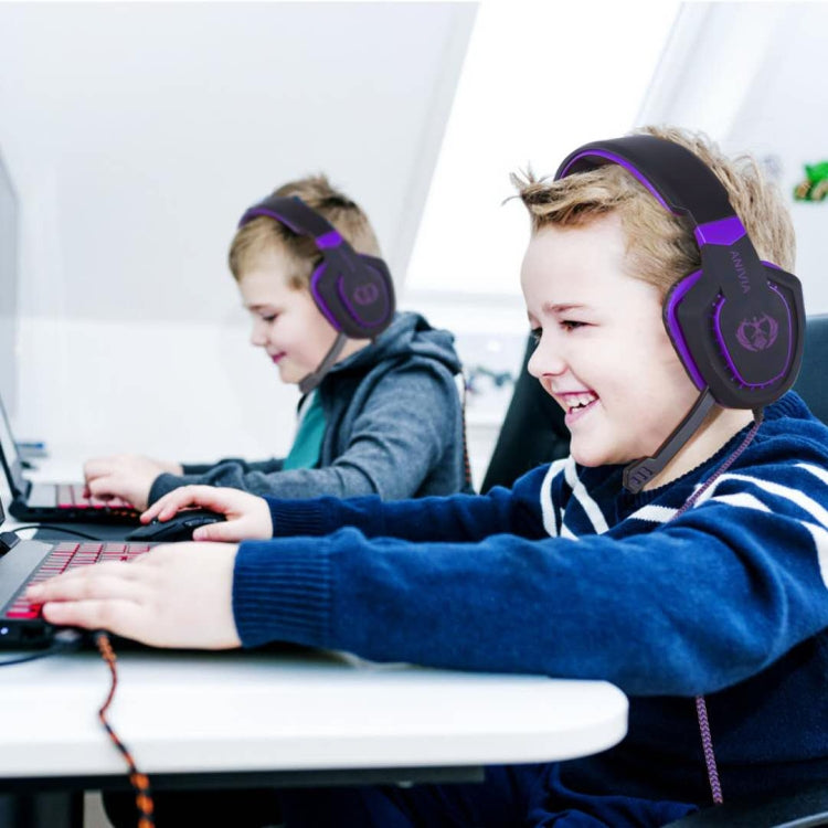 SADES AH-28 3.5mm Plug Wire-controlled Noise Reduction E-sports Gaming Headset with Retractable Microphone, Cable Length: 2m(Black purple) by SADES