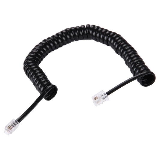 4 Core Male to Male RJ11 Spring Style Telephone Extension Coil Cable Cord Cable, Stretch Length: 2m(Black) by buy2fix