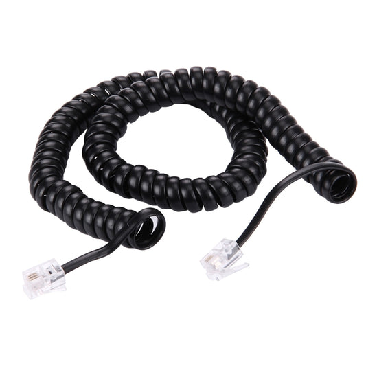 4 Core Male to Male RJ11 Spring Style Telephone Extension Coil Cable Cord Cable, Stretch Length: 3m(Black) by buy2fix