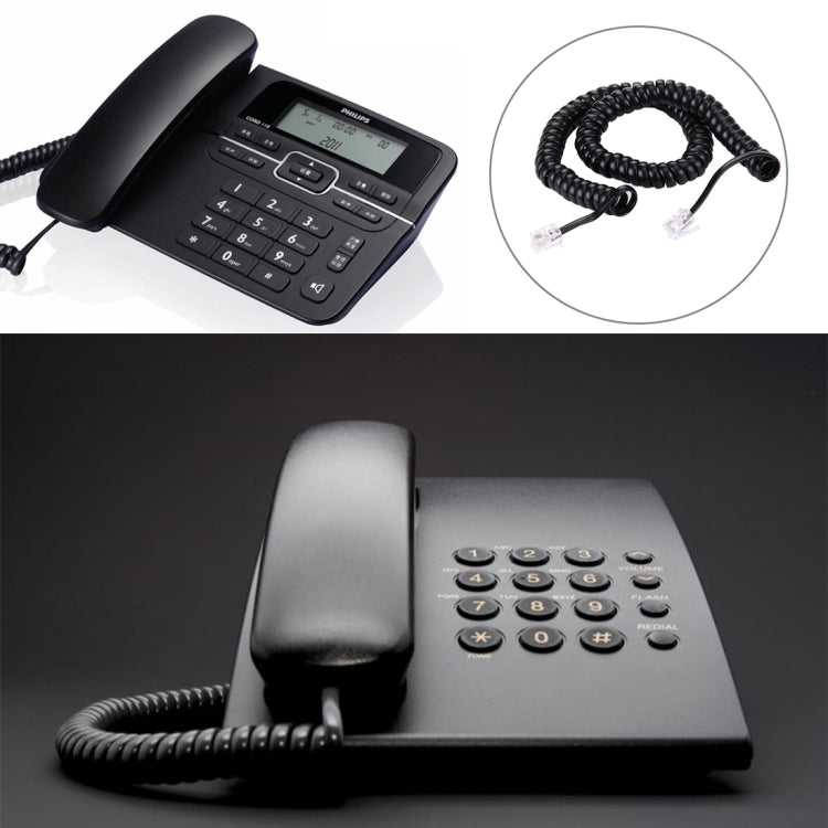 4 Core Male to Male RJ11 Spring Style Telephone Extension Coil Cable Cord Cable, Stretch Length: 3m(Black) by buy2fix