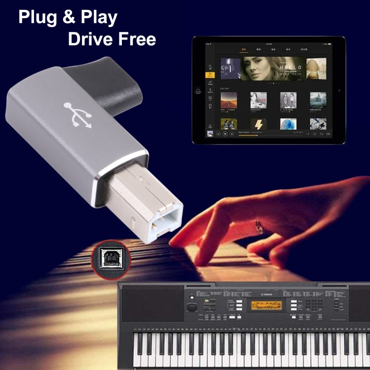 USB-C / Type C Female to USB 2.0 B MIDI Male Adapter for Electronic Instrument / Printer / Scanner / Piano (Grey) by buy2fix
