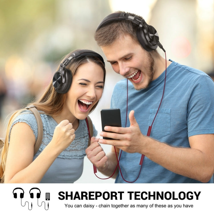 OneOdio A71 Head-mounted Noise Reduction Wired Headphone with Microphone(Red Black) by OneOdio