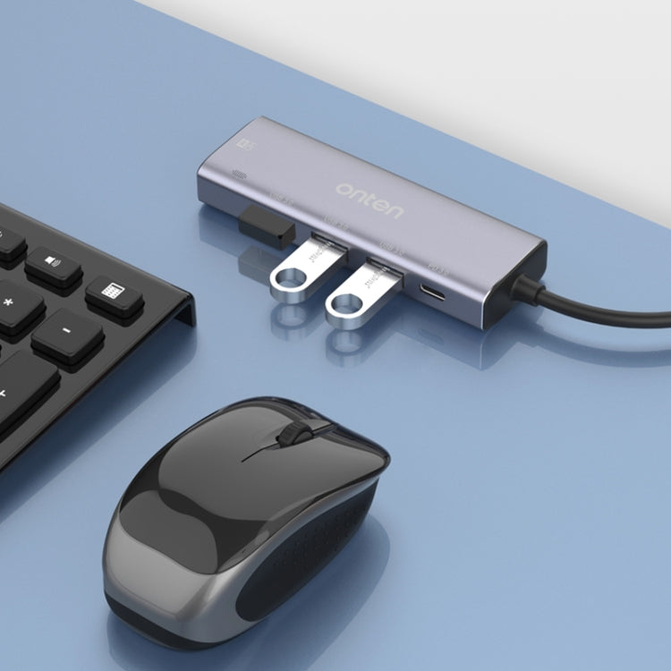 Onten OT-95123 5 in 1 Multifunctional Type-C + USB + HDMI Docking Station, Cable Length: 145mm(Silver) by Onten