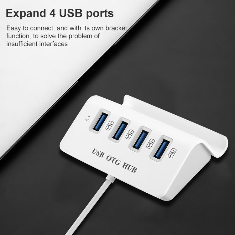 H-506 4 in 1 Micro USB / USB to 4 USB 2.0 Interface OTG Docking Station HUB with Stand Function by buy2fix