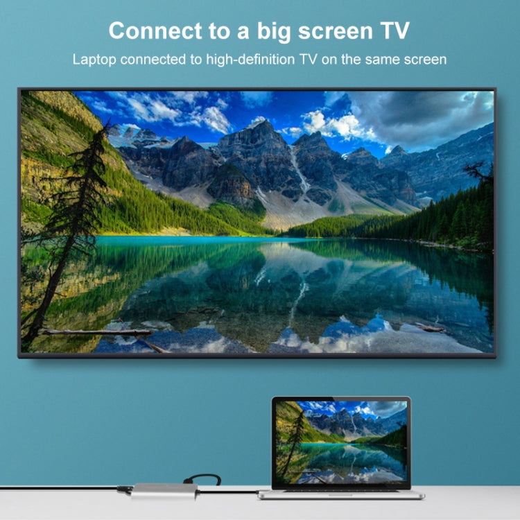 Onten 9591BD 8 in 1 USB-C / Type-C to PD USB-C / Type-C Charging + Gigabit Ethernet + Dual USB 3.0 + HDMI + VGA + SD Card Slot + 3.5mm AUX HUB(Grey) by Onten