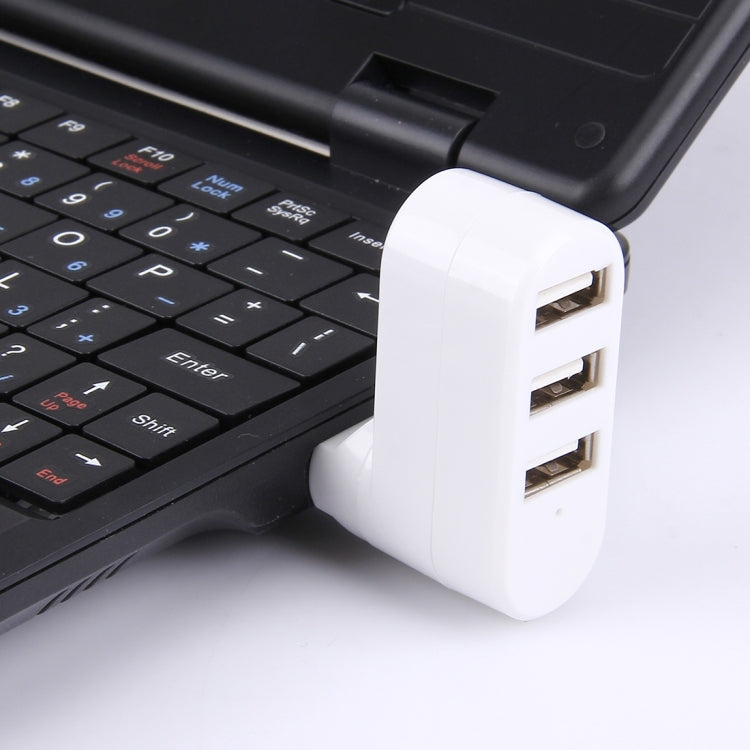 180 Degree Rotation USB Head 3 Ports USB 2.0 Portable HUB(White) by buy2fix