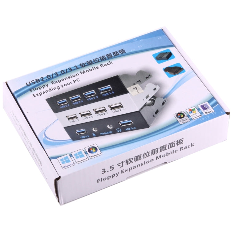 3.5 inch Floppy Expansion Bay Front Panel 4 Ports USB 2.0 HUB Adapter Connector(Black) by buy2fix