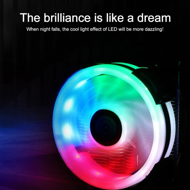 W-X3 3 Pin 9cm Double Copper Pipe Mute LED CPU Cooler Fan by buy2fix