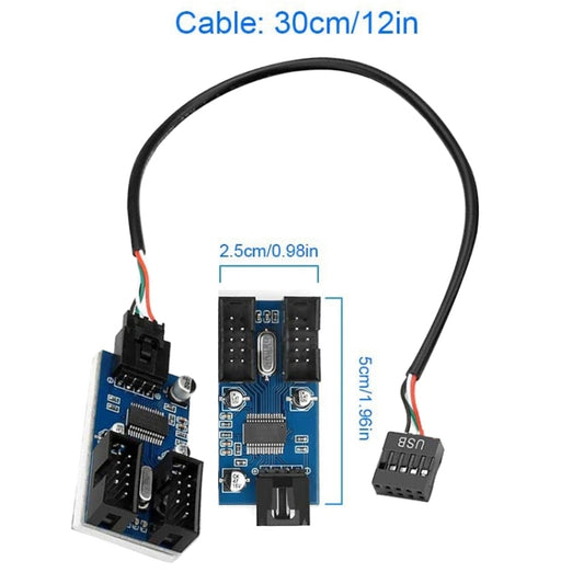 Rocketek HC427 9 Pin USB2.0 HUB Adapter One-to-Two Splitter Circuit Board by ROCKETEK