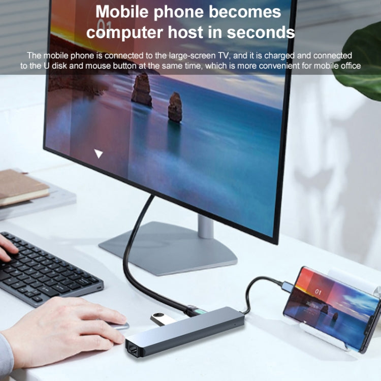 7 in 1 RJ45 + SD/TF + USB 3.0 x 2 + HDMI + PD to USB-C / Type-C HUB Adapter by buy2fix