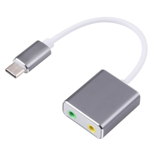 USB-C / Type-C to Jack 3.5mm Earphone Microphone Sound Card(Grey) by buy2fix