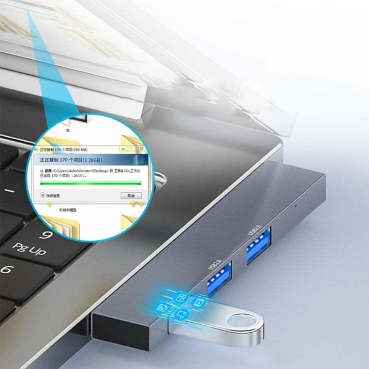 889R USB Male to Dual USB 2.0+USB 3.0 Female Adapter(Silver) by buy2fix