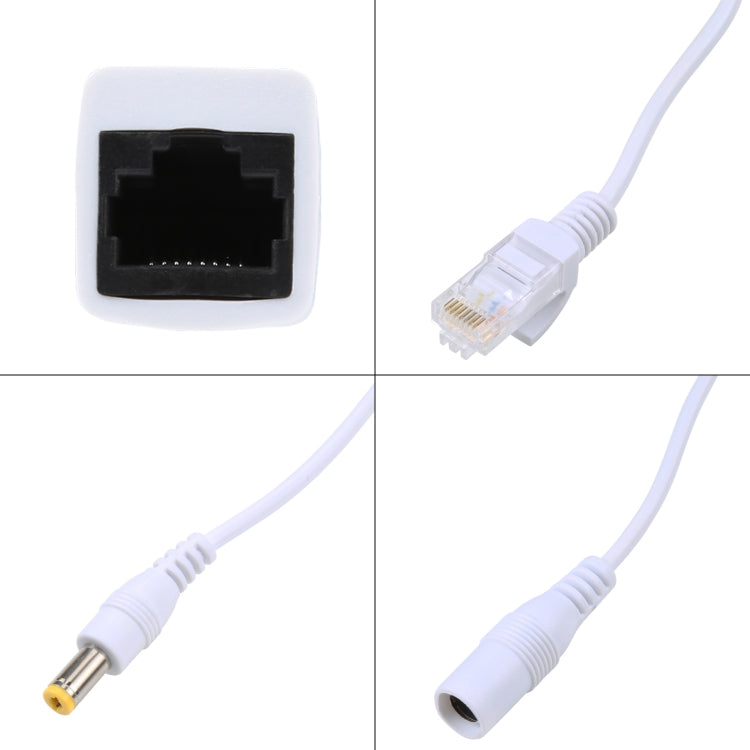 2 in 1 RJ45 POE Injector and Splitter Cable Set with 2.1x 5.5mm Female & Male DC Jack(White) - Security by buy2fix | Online Shopping UK | buy2fix