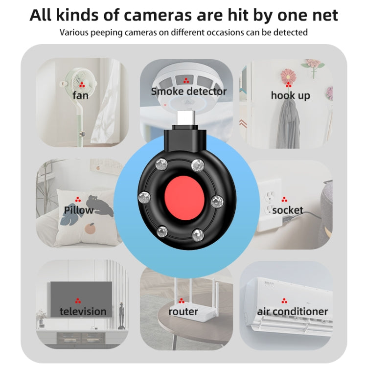 S300 USB-C/Type-C Plug Infrared Detector Hotel Camera Anti-Sneak Shooting Scanner (Black) by buy2fix