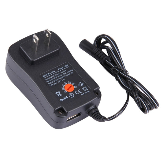 US Plug Universal 30W Power Wall Plug-in Adapter with 5V 2.1A USB Port, Tips: 6 PCS, Cable Length: About 1.2m by buy2fix