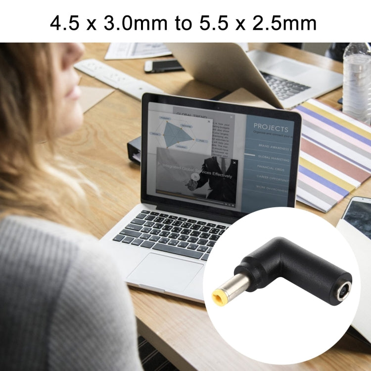 10 PCS 4.5 x 3.0mm Female to 5.5 x 2.5mm Male Plug Elbow Adapter Connector by buy2fix