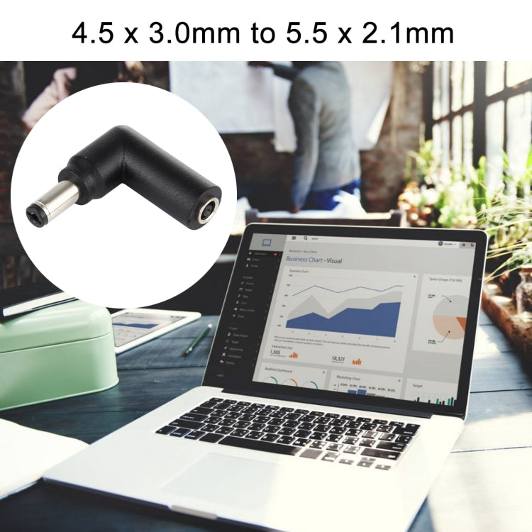 10 PCS 4.5 x 3.0mm Female to 5.5 x 2.1mm Male Plug Elbow Adapter Connector by buy2fix