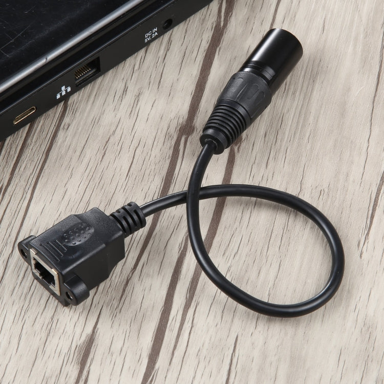 3-pin XLR Male to RJ45 Female Ethernet LAN Network Extension Cable, Cable Length: 30cm (Black) by buy2fix