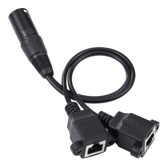 3-pin XLR Male to 2 x RJ45 Female Ethernet LAN Network Extension Cable, Cable Length: 30cm (Black) by buy2fix