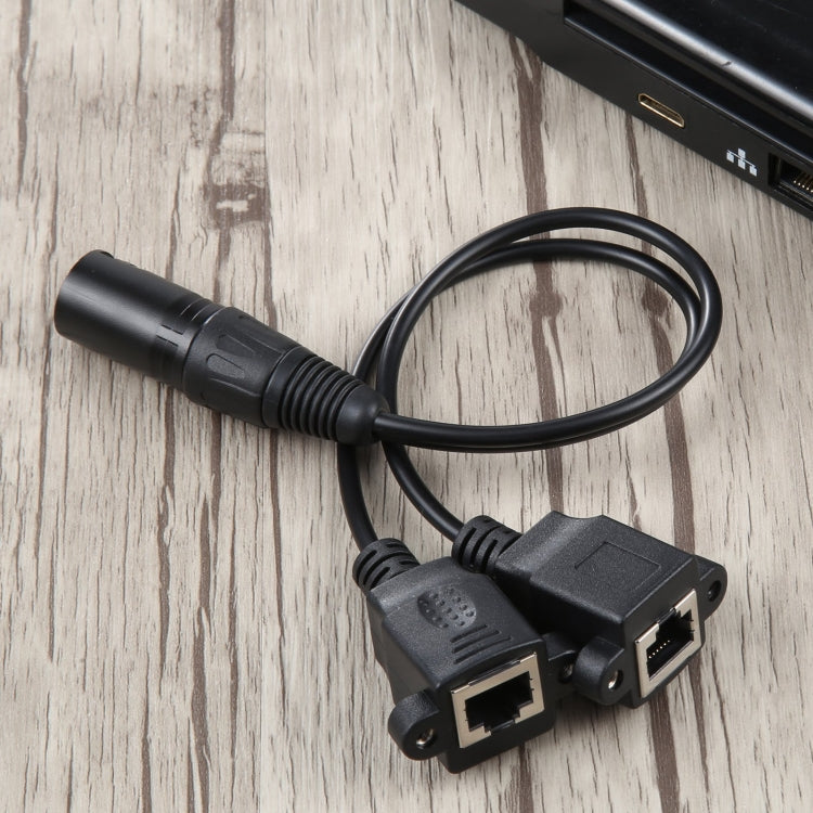 3-pin XLR Male to 2 x RJ45 Female Ethernet LAN Network Extension Cable, Cable Length: 30cm (Black) by buy2fix