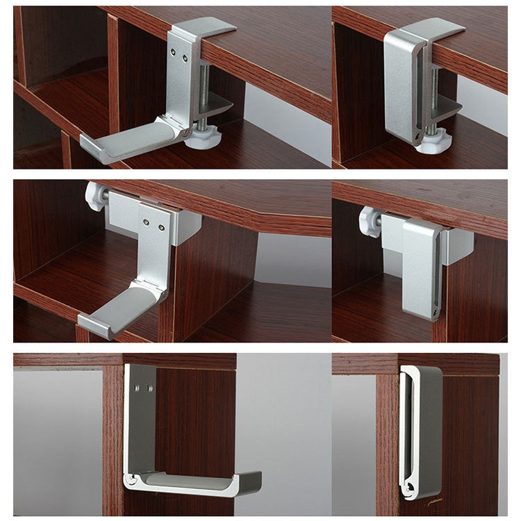 Desktop Lock Clip Type Metal Foldable Headset Stand Display Hanger(Silver) by buy2fix