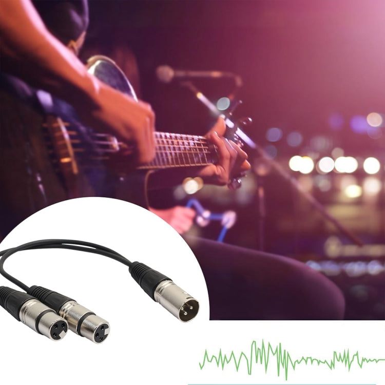 30cm 3 Pin XLR CANNON 1 Male to 2 Female Audio Connector Adapter Cable for Microphone / Audio Equipment by buy2fix