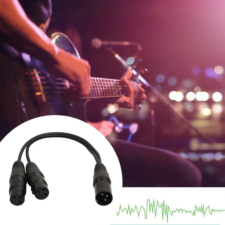 30cm 3 Pin XLR CANNON 1 Male to 2 Female Audio Connector Adapter Cable for Microphone / Audio Equipment(Black) by buy2fix