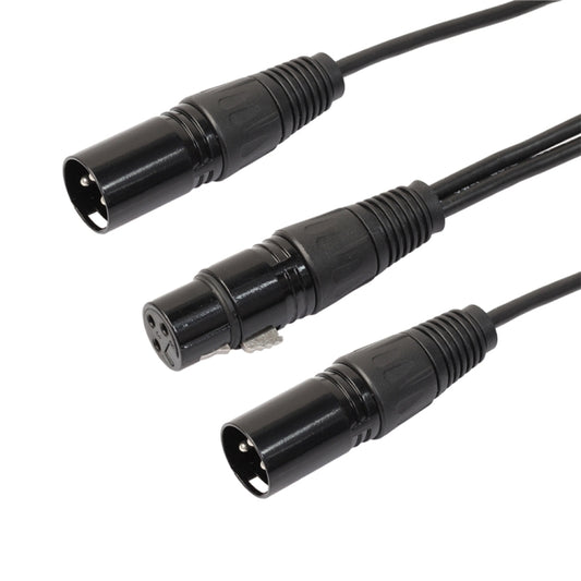 30cm 3 Pin XLR CANNON 1 Female to 2 Male Audio Connector Adapter Cable for Microphone / Audio Equipment(Black) by buy2fix