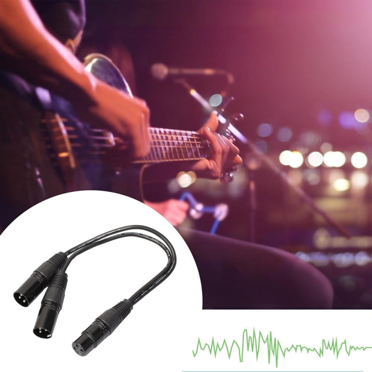 30cm 3 Pin XLR CANNON 1 Female to 2 Male Audio Connector Adapter Cable for Microphone / Audio Equipment(Black) by buy2fix
