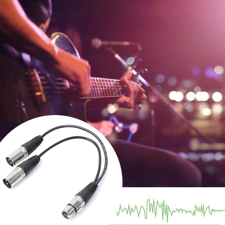 30cm 3 Pin XLR CANNON 1 Female to 2 Male Audio Connector Adapter Cable for Microphone / Audio Equipment by buy2fix