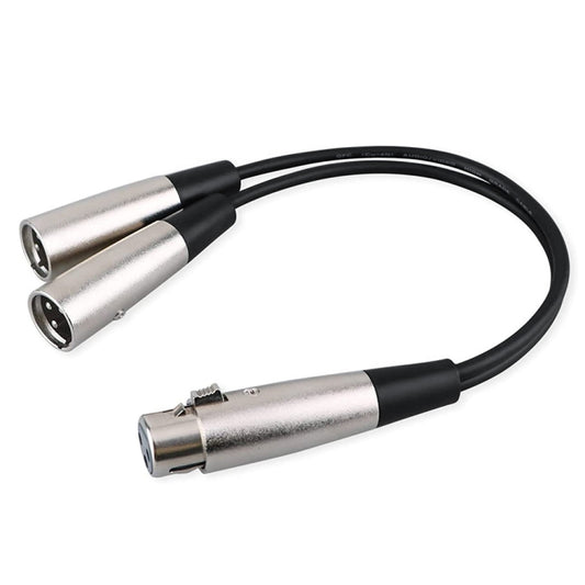 30cm Metal Head 3 Pin XLR CANNON 1 Female to 2 Male Audio Connector Adapter Cable for Microphone / Audio Equipment by buy2fix