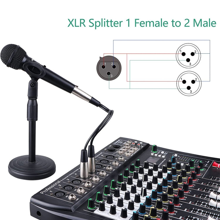 30cm Metal Head 3 Pin XLR CANNON 1 Female to 2 Male Audio Connector Adapter Cable for Microphone / Audio Equipment by buy2fix