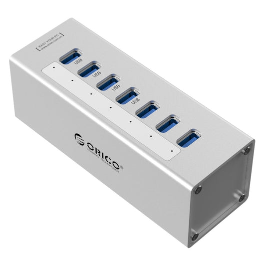 ORICO A3H7 Aluminum High Speed 7 Ports USB 3.0 HUB with 12V/2.5A Power Supply for Laptops(Silver) by ORICO