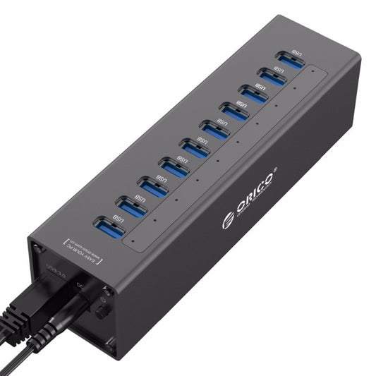 ORICO A3H10 Aluminum High Speed 10 Ports USB 3.0 HUB with Power Adapter for Laptops(Black) by ORICO