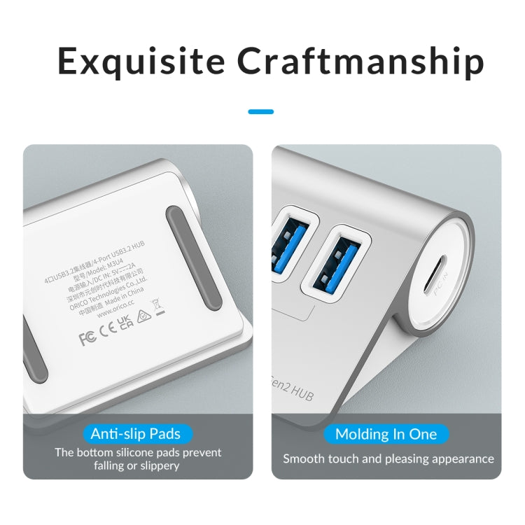 ORICO M3U7-G2 Aluminum Alloy 7-Port USB 3.2 Gen2 10Gbps HUB with 0.5m Cable (Silver) by ORICO